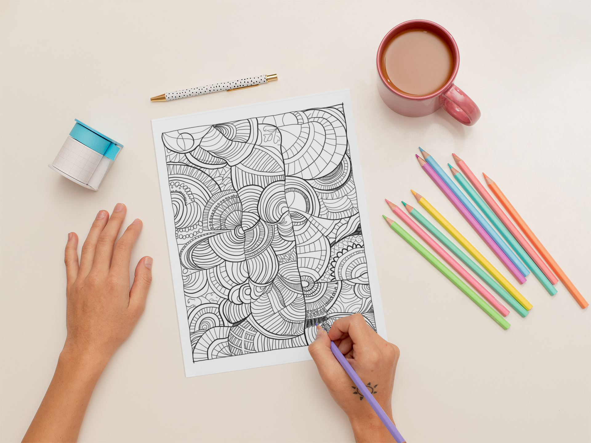Infinite Patterns: A Coloring Adventure in Repetition