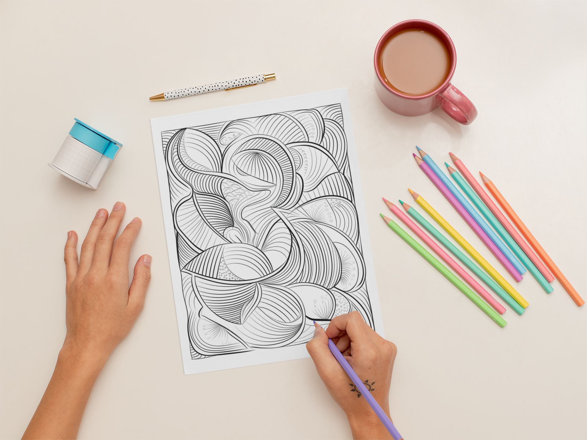 Line & Loop: Playful Patterns for Relaxing Coloring