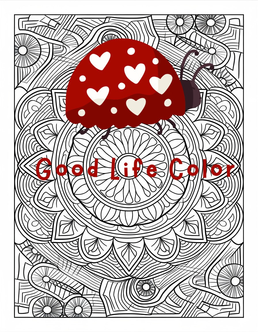 Patchwork-Tassel Mandala coloring page — Good Life Color